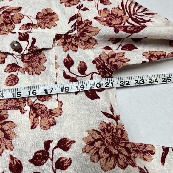 Rachel Zoe Jacket Womens L Red Floral‎ Linen Button Down Tie Waist Lightweight - Picture 7 of 8